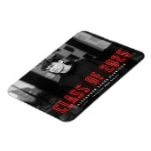 Moderne Red Neon Class 2025 Foto Abschluss Magnet (Linke Seite)