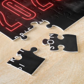 Moderne Red Neon Class 2025 Foto Abschluss Puzzle (Seite)