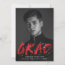 Moderne Red Paint Spritzer Foto Graduation Party Einladung