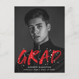 Moderne Red Paint Spritzer Foto Graduation Party Einladungspostkarte