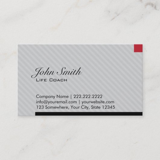 Moderne Red Pixel Life Coach Business Card Visitenkarte (Vorderseite)