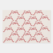 Moderne Red Retro Trendsetter Weihnachtsferien Bow Geschenkpapier Set (Vorderseite 3)