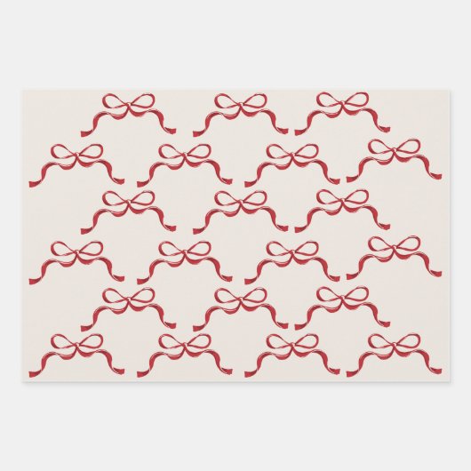 Moderne Red Retro Trendsetter Weihnachtsferien Bow Geschenkpapier Set (Vorderseite 2)