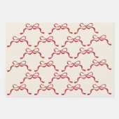 Moderne Red Retro Trendsetter Weihnachtsferien Bow Geschenkpapier Set (Vorderseite)