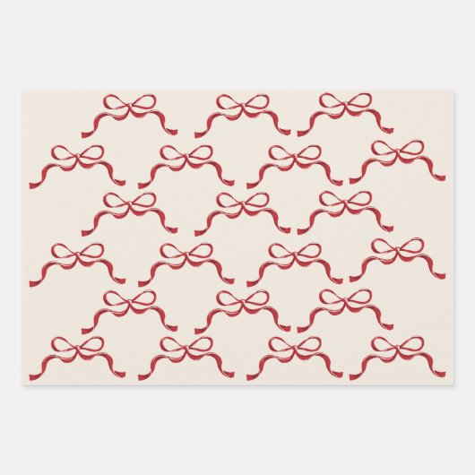 Moderne Red Retro Trendsetter Weihnachtsferien Bow Geschenkpapier Set (Vorderseite)