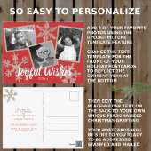 Moderne Red Rustic Snowflake Collage 3 Foto Postkarte