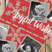 Moderne Red Rustic Snowflake Collage 3 Foto Postkarte