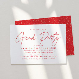 Moderne Red Script Graduation Party Einladung