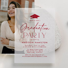Moderne Red Script Graduation Party Pergament Einladungen