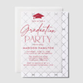 Moderne Red Script Graduation Party Pergament Einladungen (Versetzt (Einladung))