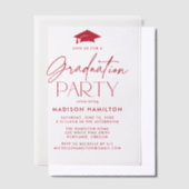 Moderne Red Script Graduation Party Pergament Einladungen (Versetzt)