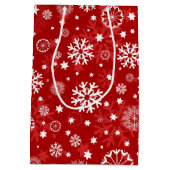 Moderne Red Snowflake Weihnachtsgeschenk Tasche Mittlere Geschenktüte (Rückseite)