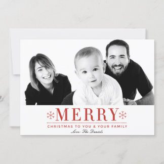 Moderne Red Snowflakes Foto Holiday Card Feiertagskarte