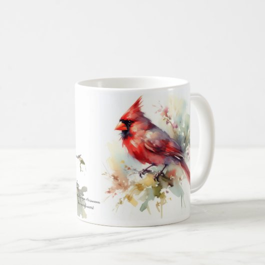 Moderne RED Soft gelbe Grüntöne Kardinal Kaffeetasse (VorderseiteRechts)