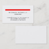 Moderne Red Stripe Minimal Consultant Business Car Visitenkarte (Vorne/Hinten)