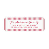 Moderne Red Stripes Holiday Rücksendeadresse (Vorne)