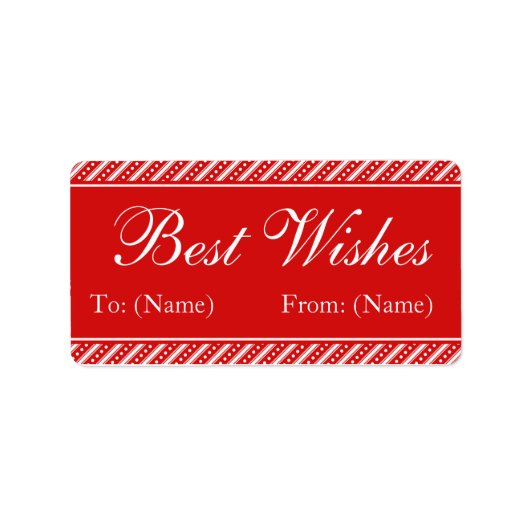 Moderne Red Stripes Weihnachtsgeschenke Aufkleber Adressaufkleber (Vorne)