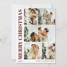 Moderne Red Stylish Family Weihnachtskarte Feiertagskarte