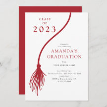 Moderne Red Tassel Graduation Party Einladung