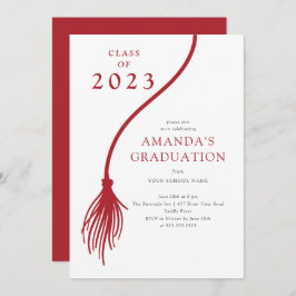 Moderne Red Tassel Graduation Party Einladung