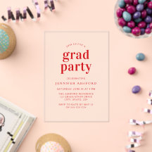 Moderne Red Trendy Graduation Party