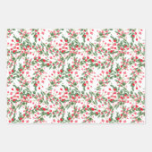 Moderne Red Weave frohe Weihnachtsberries Geschenkpapier Set (Vorderseite 2)