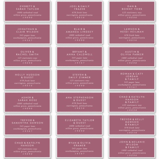 Moderne Red Wedding Guest Address Labels (Vorderseite)