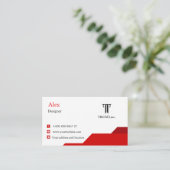 Moderne Red & White Business Card Visitenkarte (Stehend Vorderseite)