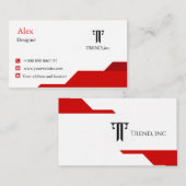 Moderne Red & White Business Card Visitenkarte (Vorne/Hinten)