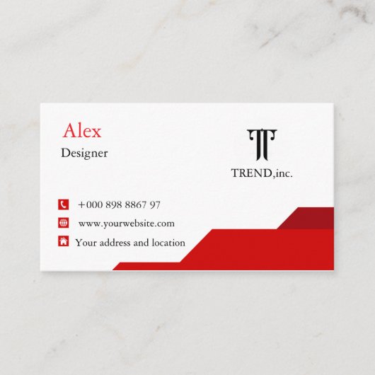Moderne Red & White Business Card Visitenkarte (Vorderseite)