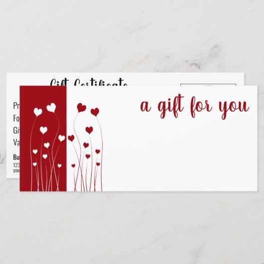 Moderne Red White Liebe Romantic Hearts Gift Card (Vorne/Hinten)