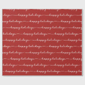 Moderne Red & White Script Happy Holidays Geschenkpapier (Flach)