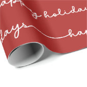 Moderne Red & White Script Happy Holidays Geschenkpapier (Rolleneckpunkt)
