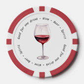 Moderne Red Wine Drink Voucher Hochzeit Pokerchips (Vorderseite)
