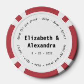 Moderne Red Wine Drink Voucher Hochzeit Pokerchips (Rückseite)