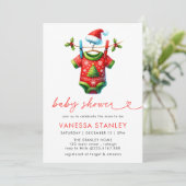 Moderne Red Winter Weihnachts Weihnachtsdusche Einladung (Stehend Vorderseite)