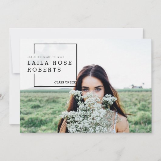 Moderne Redaktion | Abschluss Celebration Foto Einladung (Vorderseite)