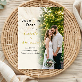 Moderne redaktionelle Foto-Save-the-Date-Karte mit Save The Date