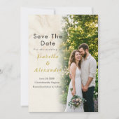 Moderne redaktionelle Foto-Save-the-Date-Karte mit Save The Date (Vorderseite)
