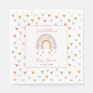 Moderne Regenbogen Babydusche Sprinkle Herz Serviette