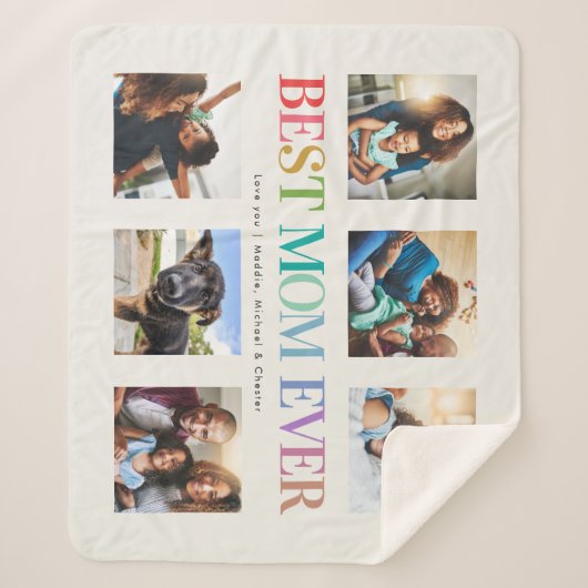 Moderne Regenbogen Beste Mama je Fotomaterial Sherpadecke (Vorderseite)