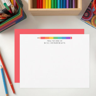 Moderne Regenbogen Bleistift benutzerdefinierte Le Mitteilungskarte