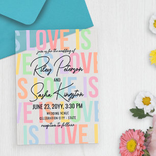 Moderne Regenbogen-Buchstaben LGBTQA-Hochzeit Acryleinladungen