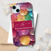 Moderne Regenbogen Glitter Monogramm Chic Custom iPhone Hülle