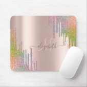 Moderne Regenbogen Glitter Roségold-Monogramm Mousepad (Mit Mouse)