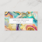 Moderne Regenbogen Gold Abstrakte Wasserfarbe Visitenkarte (Vorderseite)