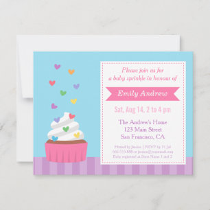 Moderne Regenbogen-Herzen-Cupcake-Baby-Party-Einla Einladung