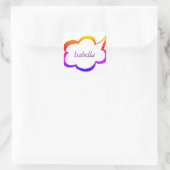 Moderne Regenbogen-Monogramm Mädchen Quadratischer Aufkleber (Tasche)