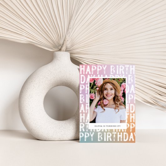 Moderne Regenbogen pastellfarbene Aura Foto Spaß i Einladung