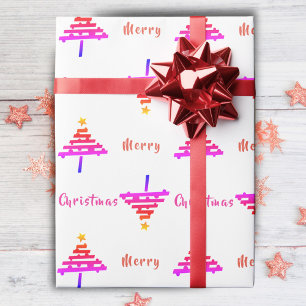 Moderne Regenbogen-Rosa-Weihnachtsbaum-Muster-Feie Geschenkpapier